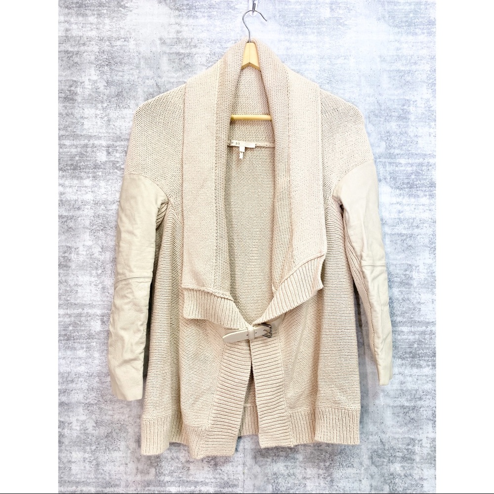 Maje Alane leather sleeve cardigan Sz 1